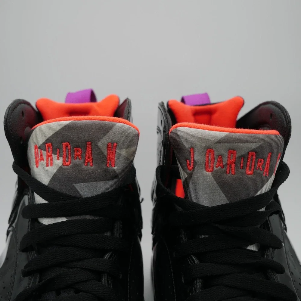 Nike Air Jordan 7 Retro Black Patent Gloss Crimson 313358-006 Women Size 12